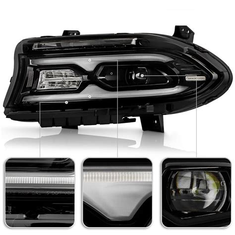 2015 2023 Dodge Charger Halogen Model Upgrade Full Led Headlights Black Housing Clear Lens