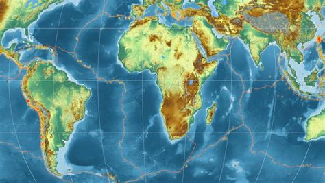 Africa Tectonic Plate Featured & Animated Against The Global Relief Map ...