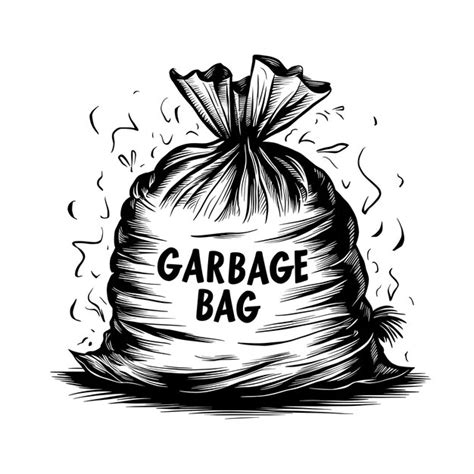 Premium Vector Garbage Bag Monochrome Ink Sketch Vector Drawing