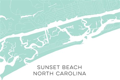 Sunset Beach North Carolina Map • Sunset Beach NC Custom Map • Sunset ...