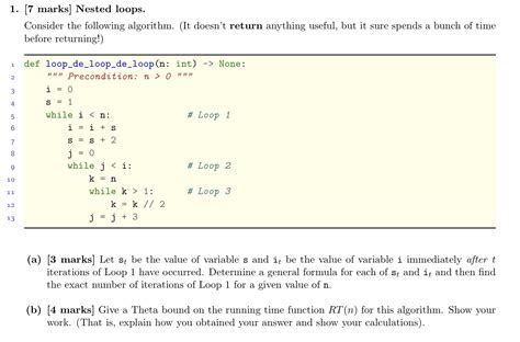 1 7 Marks Nested Loops Consider The Following Algorithm