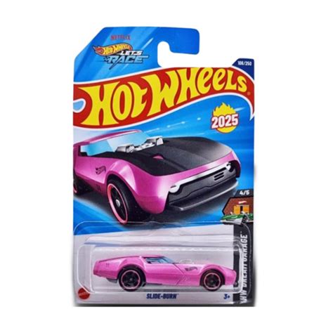 Miniatura Carro Slide Burn HW Dream Garage 4 5 Mainline 7 5 Cm Rosa 1 64 Hot Wheels