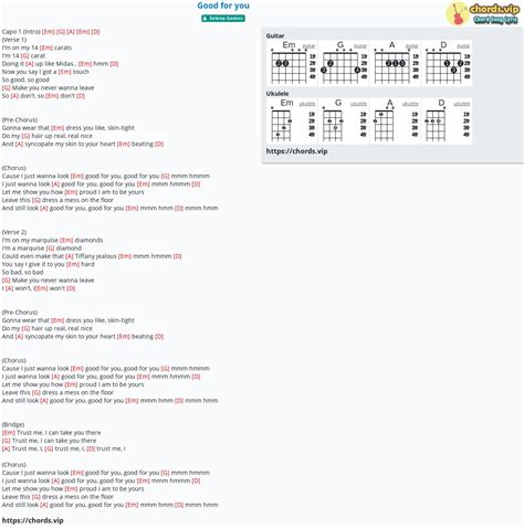 Chord: Good for you - tab, song lyric, sheet, guitar, ukulele | chords.vip