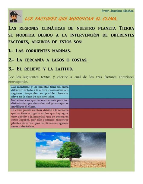 Los Factores Que Modifican El Clima Worksheet Live Worksheets