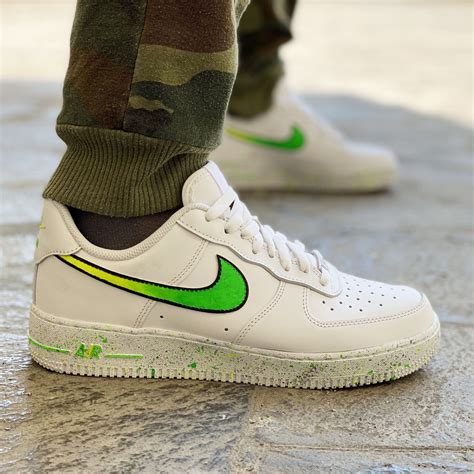 Nike Air Force One Custom Swoosh Verde LLab Scarpe Personalizzate