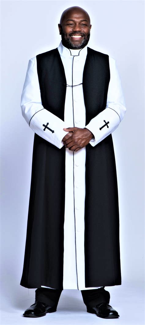 Mens Preacher Clergy Robe And Chimere In White And Black Clergy Set