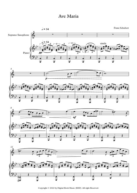 Ave Maria Franz Schubert Soprano Sax Piano Arr Digital Book