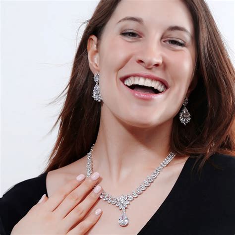 Cubic Zirconia Luxury Bridal Necklace Set For Bridal Jewelry Jw3011 Lacedesign