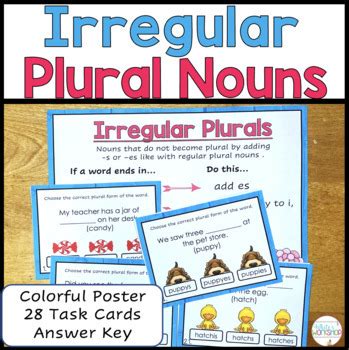 Irregular Plural Noun Task Cards By White S Workshop TPT