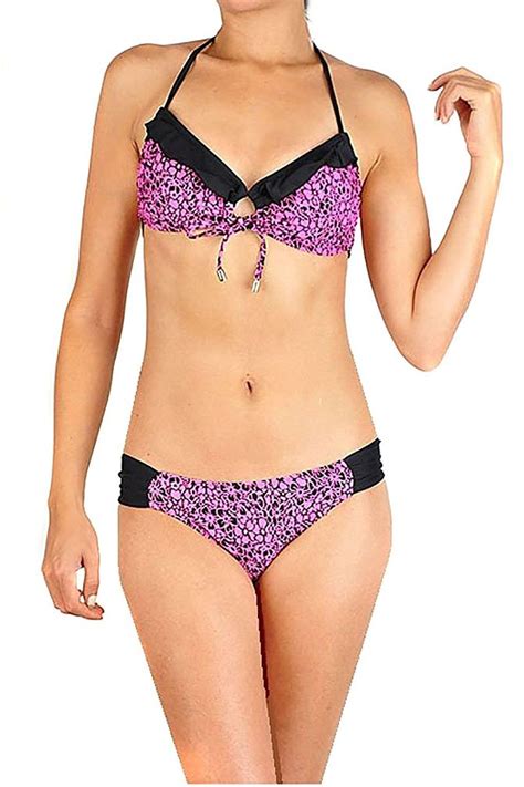 Pink Floral Print Gold Bead Accent String Bikini ShopperBoard
