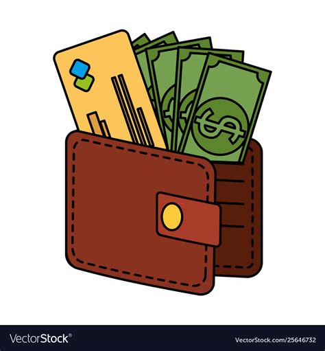 Wallet Money With Credit Card And Bills Dollars Vector Image