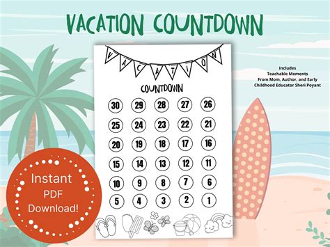 Vacation Countdown Printable Engage Excite And Prepare For Etsy