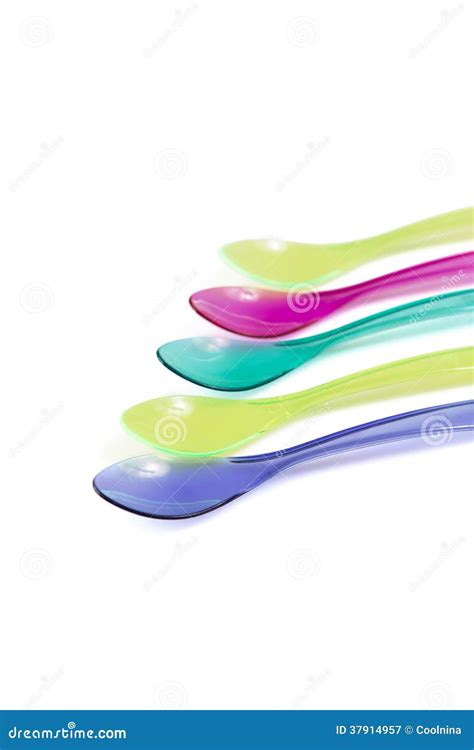 Color Plastic Spoons Isolated Stock Image Image Of Group Household