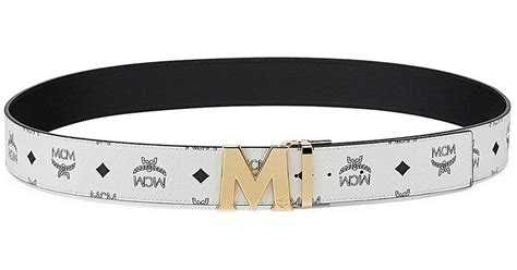 MCM Cotton Claus Reversible Logo Belt in White for Men - Lyst