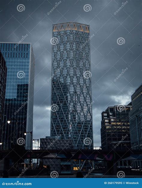 Modern High-rise Buildings in a City on a Gloomy Day Stock Image