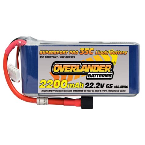 Overlander 2895 XT60 2200mAh 22 2V 6S 35C Supersport Pro LiPo Battery