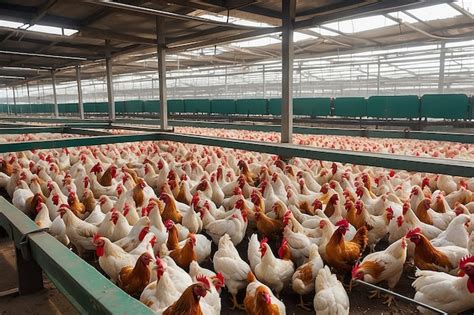 Premium Photo A Large Poultry Farm With Chickens And Roosters Meat