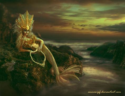 Sunset Mermaid - Golden Version by annewipf on DeviantArt