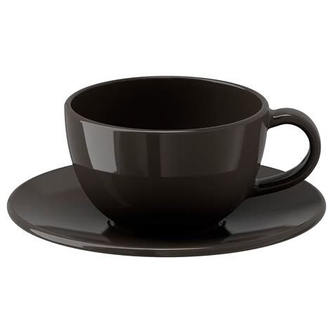 VARDAGEN Coffee Cup And Saucer Dark Gray 14 Cl 5 Oz IKEA