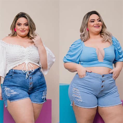 Kit 2 Short Jeans Cintura Alta Lycra Plus Size Destroyed Fechamento