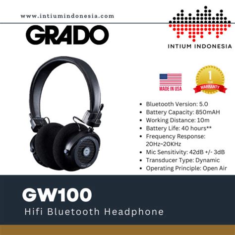 Grado GW100 Hi-Fi Open Back Bluetooth Headphone – Intium Indonesia
