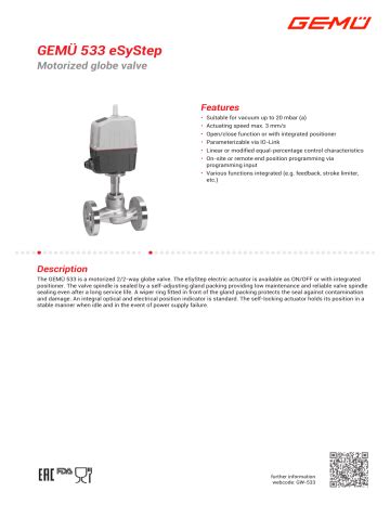 Gemu Esystep Motorized Globe Valve Datasheet Manualzz