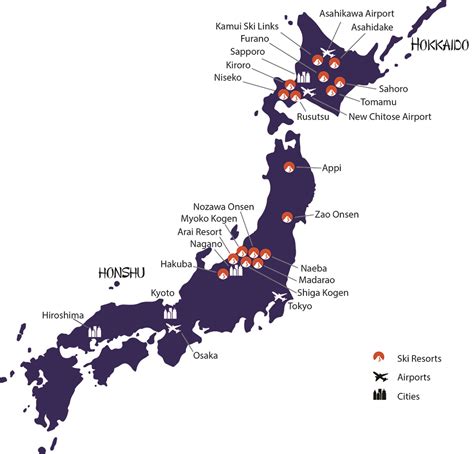 Ski Japan Map - Time Zones Map