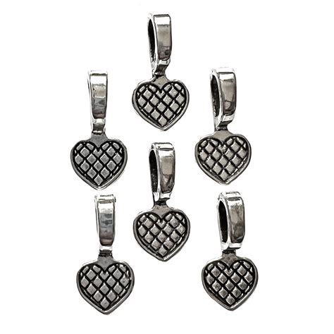 Heart Motif Glue On Bails Silver Tone Bails Bails Jewelry Bails