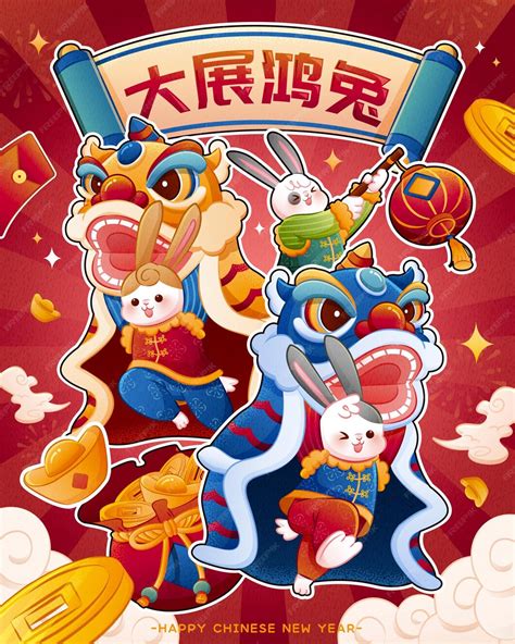 Premium Vector Cny Lion Dance Poster