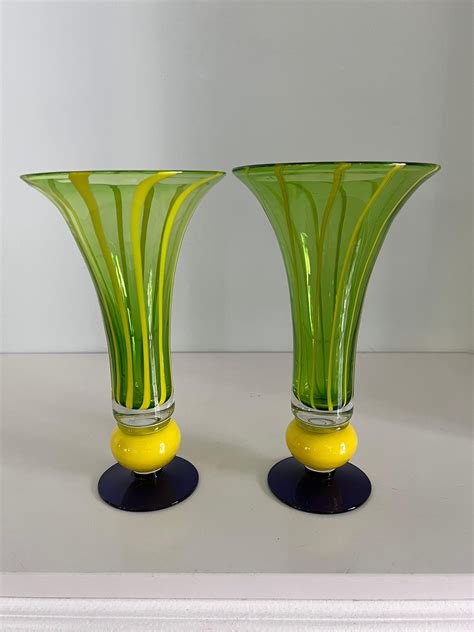 Pair Of Murano Art Glass Trumpet Vases For Sale At Stdibs Trumpet