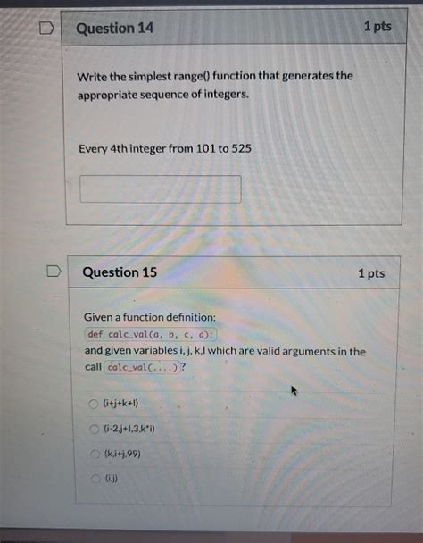 Solved Question Pts Write The Simplest Range Function Chegg