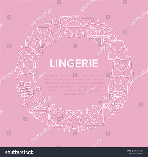 Lingerie Circle Poster Flat Line Icons Stock Vector Royalty Free