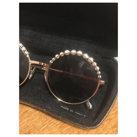 Chanel Des Lunettes De Soleil Perle Verre Marron Ref Joli Closet