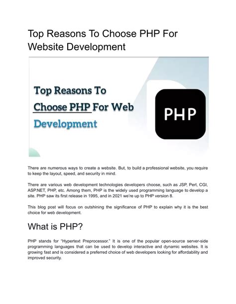 PPT Top Reasons To Choose PHP For Website Development PowerPoint