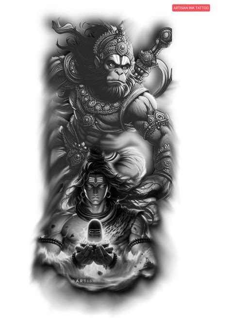 Hanuman And Shiv Ji Tattoo Design By Artisan In 2024 Shiva Tattoo