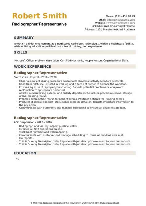 10+ Radiographer Resume Samples & Templates for 2025