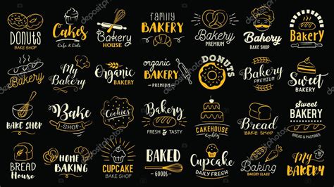 Logotipos De Panadería Establecidos Tipografía De Panadería Logotipos