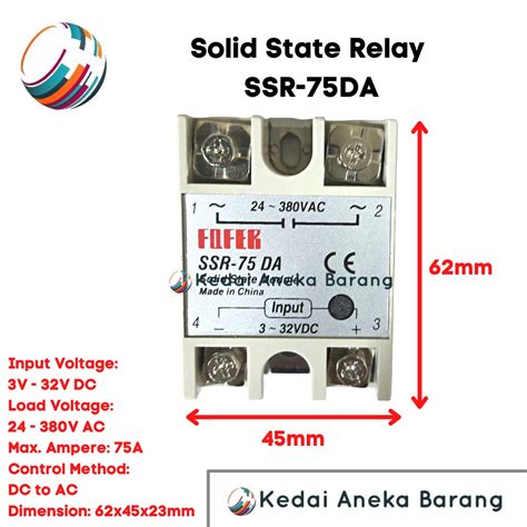 Jual Fotek Solid State Relay Single Phase Module Modul SSR SSR 75DA DC