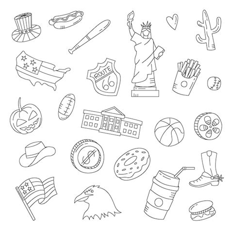 Premium Vector Usa Country Nation Doodle Hand Drawn Set Collections