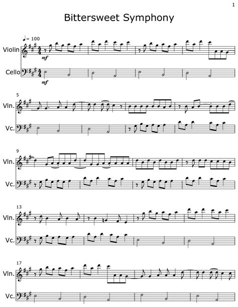 Bittersweet Symphony Sheet Music For Violin Cello