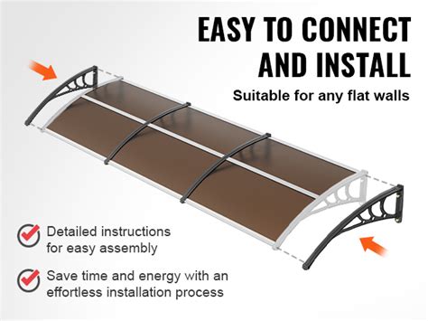 Vevor Window Door Awning Canopy X Upf Polycarbonate Entry