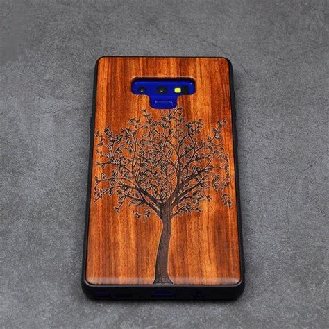 Samsung Galaxy Note 9 Engraved Wood Phone Case Wooden Cell Phone