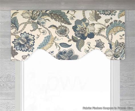 Finders Keepers Pattern I Jacobean Floral In French Blue Spice Shaped Valance Curtain