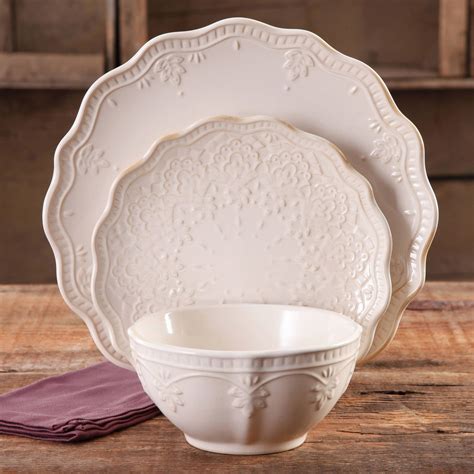 The Pioneer Woman Cowgirl Lace 12 Piece Dinnerware Set Linen Pioneer Woman