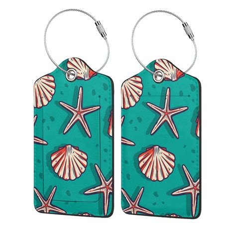 Disketp 1 Luggage Tag For Suitcase,Starfish And Shell Leather Baggage