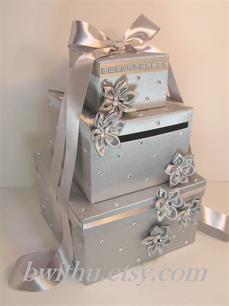 Silver Wedding Card Box Diy Card Box Wedding T Card Box Money Box