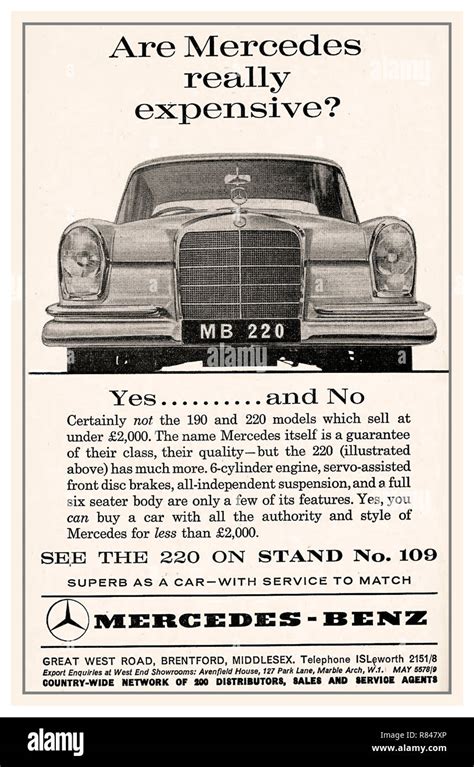 Press Advertisement For The Mercedes 220 Stand Motor Show Uk Hi Res