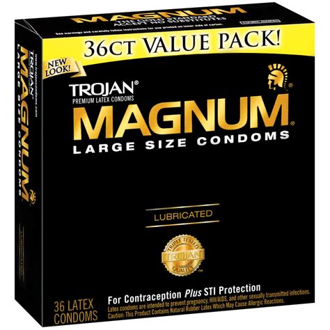 Trojan Magnum Condoms, Latex, Lubricated, Large Size, Value Pack, 36 ...