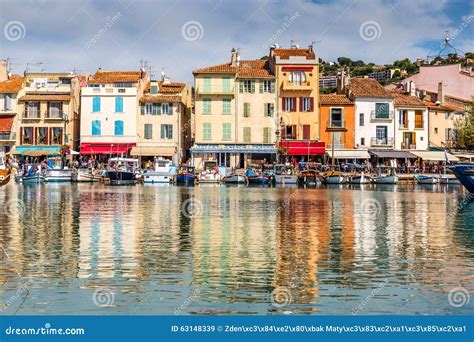 Colorful Buildings In City Center Cassis France Stock Image Image Of Cassis Clouds 63148339