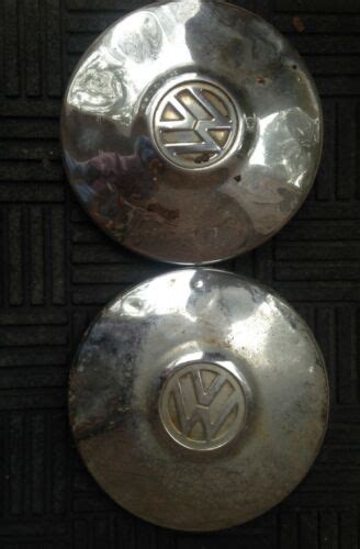 Set Of 2 Vintage VW Volkswagen Chrome Hub Caps 10 Inch Beetle Bug